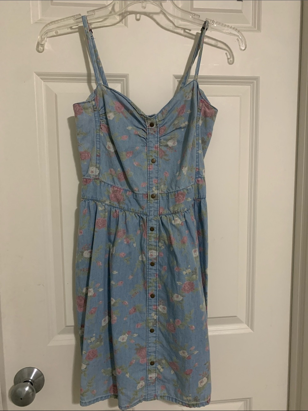 Tinseltown Blue Floral Button-Down Midi Sundress